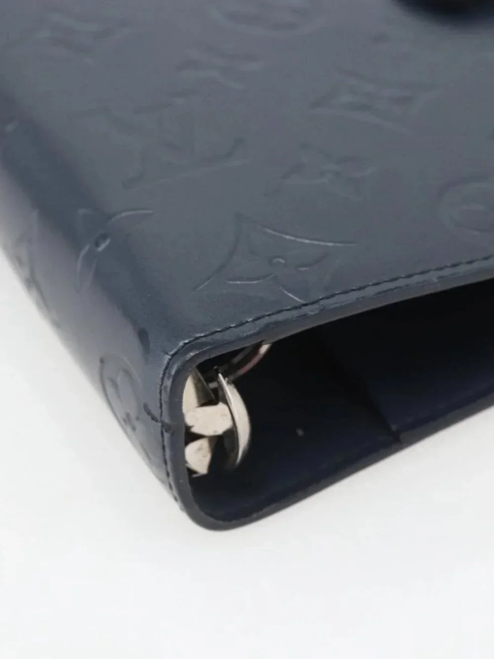 LOUIS VUITTON Monogram Mat Agenda MM Day Planner Cover Navy LV Auth 164300
